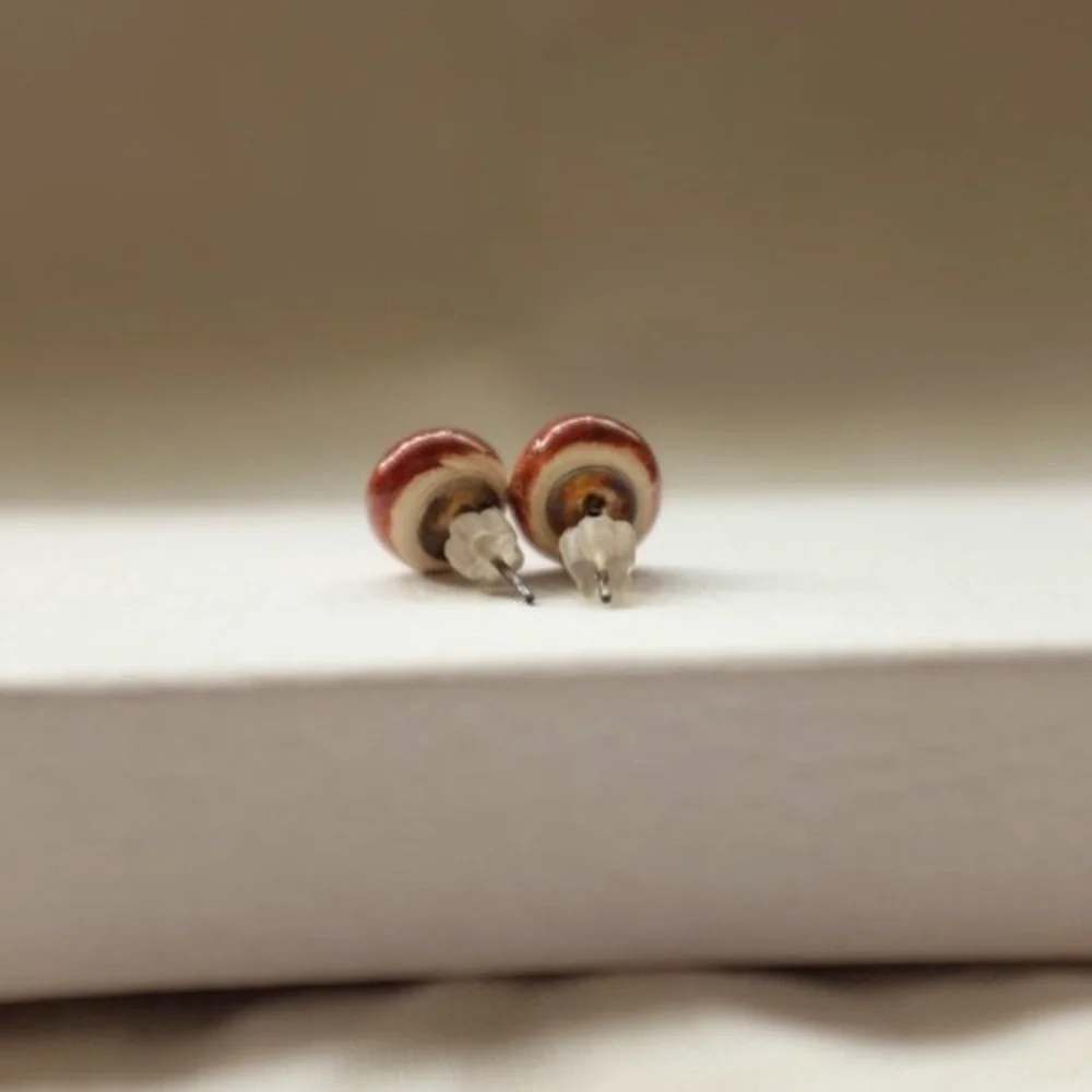 Brown Ceramic Stud Earrings